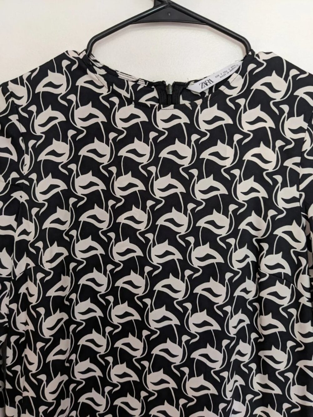 Zara Black White Abstract Print Midi Dress Minimalist Chic Size Small NWT - Picture 10 of 11